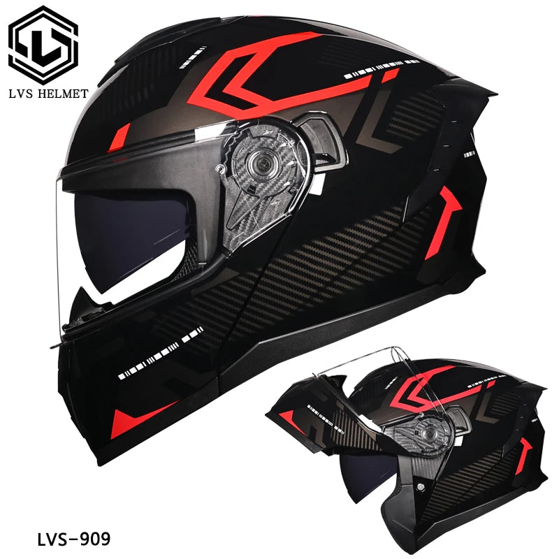 LVS high-quality motorcycle helmet modular flip helmet casque moto semi full duplex helmet suitable for both men and women DOT