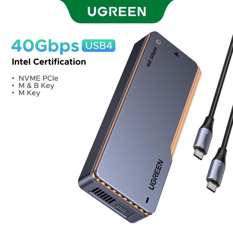 UGREEN Intel Chipset 40Gbps NVMe SSD Case SSD Enclosure Thunderbolt M.2 to USB4.0 Adapter for M.2 NVME PCIE Aluminum Case