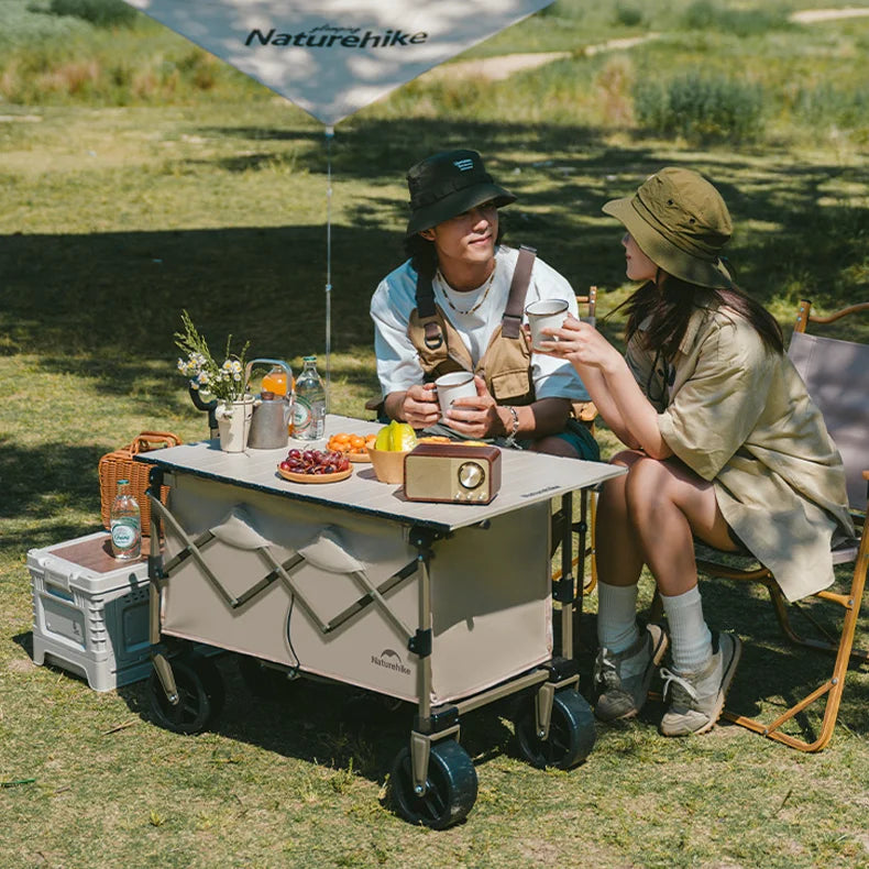 Naturehike 2026 Camping Wagon Folding Cart Trolley Large Capacity Outdoor Picnic Wheelbarrow Extendable Handcart Travel Supplies
