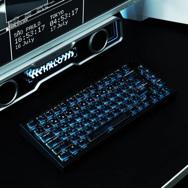 Akko 126 Keys Keycap Set Quantum Horizon Cherry Profile Double Shot High-Transparency PC Mirror-Electroplated Keycaps for ANSI