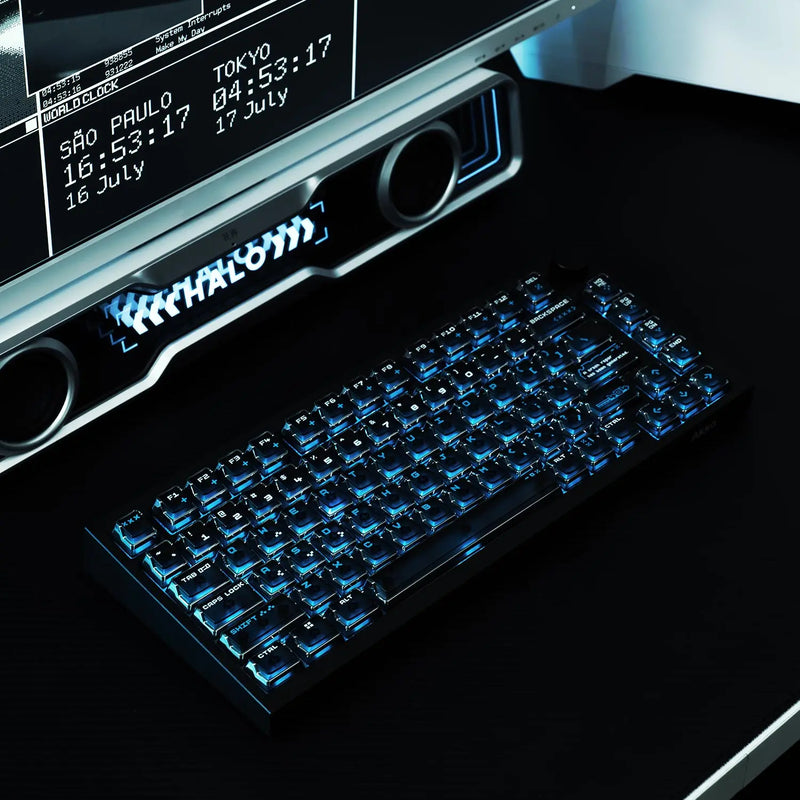 Akko 126 Keys Keycap Set Quantum Horizon Cherry Profile Double Shot High-Transparency PC Mirror-Electroplated Keycaps for ANSI