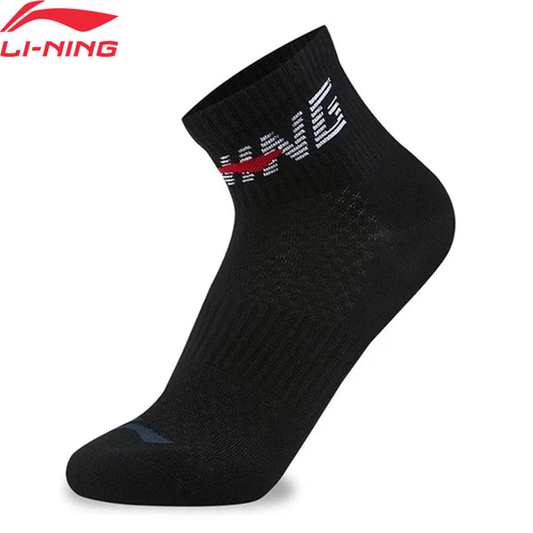 ស្រោមជើងកីឡា Li-Ning Unisex មានខ្យល់ចេញចូលបានល្អ មានផាសុកភាព ទំហំ 22-28 សង់ទីម៉ែត្រ អក្សរ LiNing សម្រាប់បុរស និងស្ត្រី ស្រោមជើងកជើងធម្មតា AWSW069