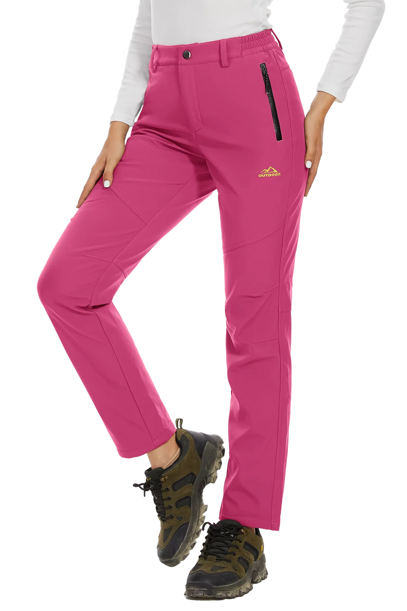 TACVASEN Women's Winter Ski Snow Softshell Fleece Lining Pants Hiking Trekking Mountain Trousers Cargo Warm Work Zipper Pockets