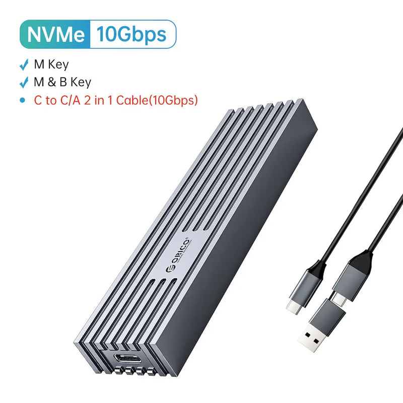ORICO M2 NVMe Case 10Gbps M.2 to USB Type C 3.1 SSD Adapter for NVME PCIE M-key SSD Disk Box Aluminum Alloy M.2 SSD Case