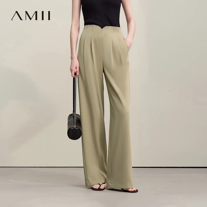 ខោជើងធំ Amii សម្រាប់នារី រដូវក្ដៅឆ្នាំ 2026 ខោចង្កេះរាងអក្សរ V ថ្មី រលុង ខោការិយាល័យ ខោវែងធម្មតា សម្រាប់នារី 12622074