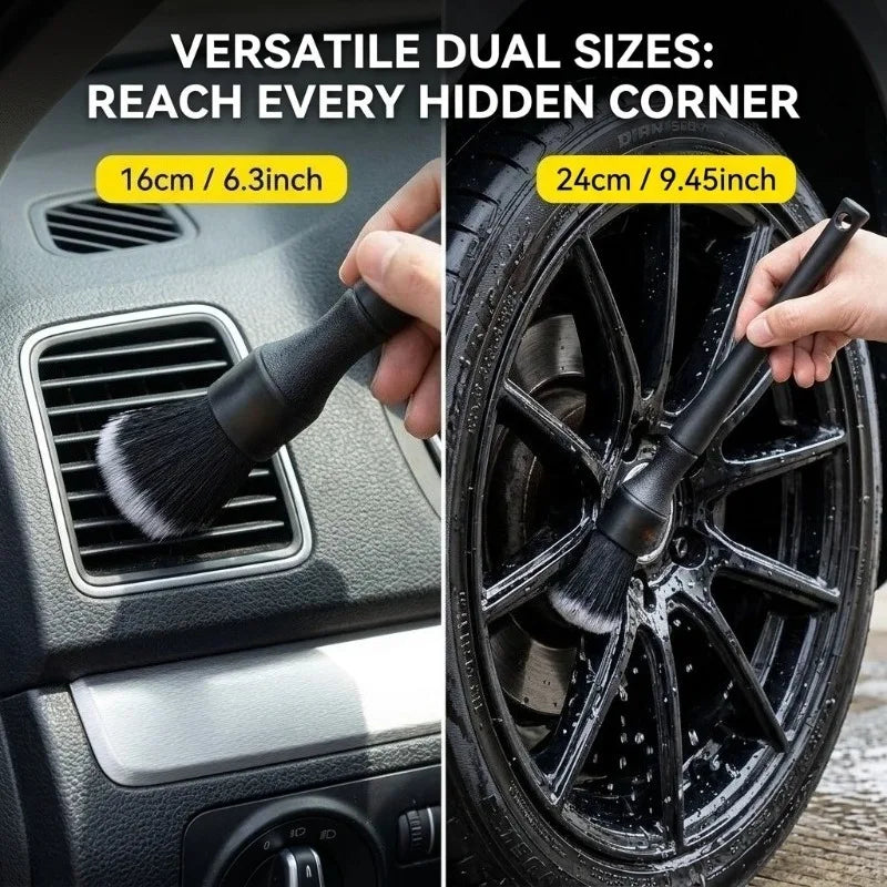 1set Car Detailing Brush Set, Soft Synthetic Bristles, Scratch‑Free Brushes, for Dashboard,Motorcycle, Ergonomic Handles.