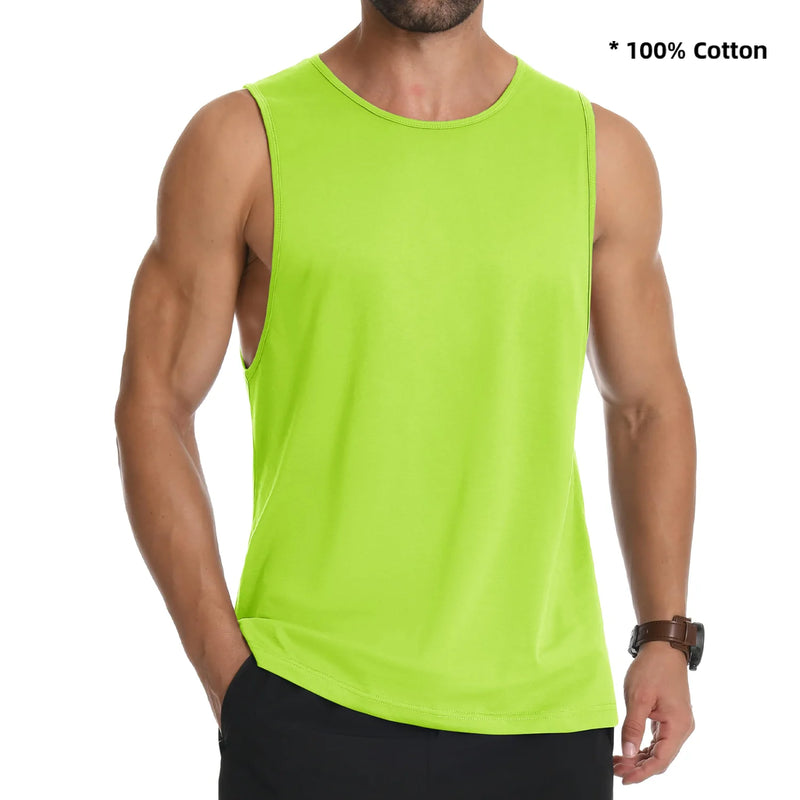 TACVASEN Cotton Fitness Wide-Armhole Muscle TANK TOPS Sleeveless T-shirts Mens Gym Workout Trainning Vests Casual Tee Shirt Tops