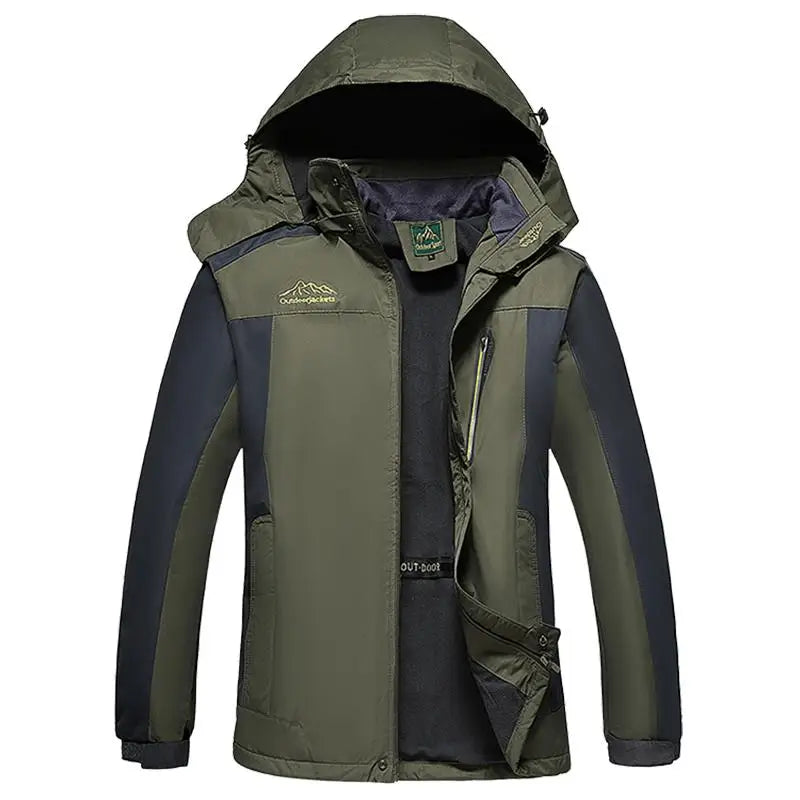 2026 New Outdoor Men's Red & Black Waterproof Windproof Breathable Jacket with Detachable Hood for Hiking Climbing Camping‌