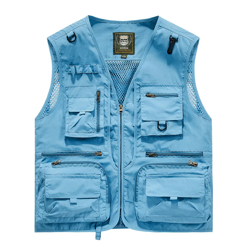 Spring and Autumn's New Mesh Quick-Drying Vest for Men's Casual Outdoor Multi-Bag Fishing and Photography