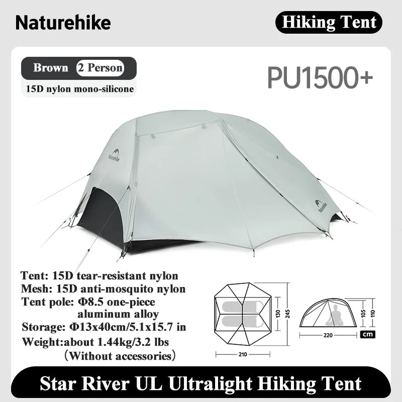 Naturehike Star River UL Tent 2 Persons Ultralight Portable Waterproof Camping Tent 15D Outdoor Hiking Fishing Backpacking Tent