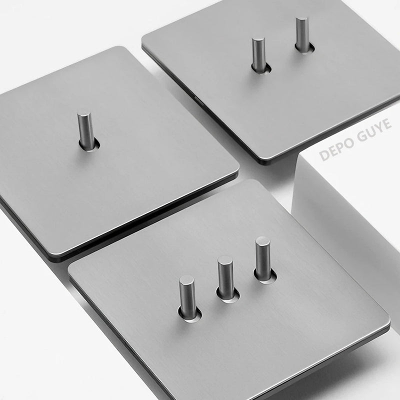 Toggle Retro Switch Panel 1/2/3/4 Gang 2Way Silver Gray Brushed Stainless Steel Antique Wall Metal Lever Light Switch 5/10 PCS