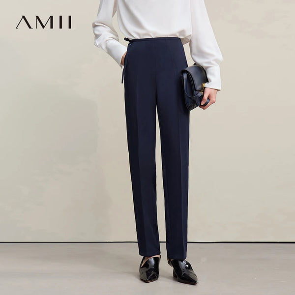 ខោ Amii ប្រវែងកជើង រដូវស្លឹកឈើជ្រុះ ឆ្នាំ២០២៦ ខោធ្វើដំណើរថ្មី ខ្សែក្រវ៉ាត់រលុង ខោចងខ្សែ ពណ៌សុទ្ធ ខោស្ត្រីធម្មតា 12621043