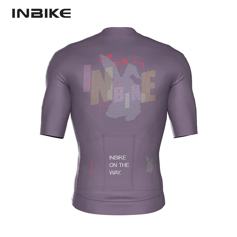 INBIKE New Summer Men's Cycling Short Sleeve MTB Bicycle Jersey Shirts for Men Road Mountain Bike Riding Clothing with 3 Pockets