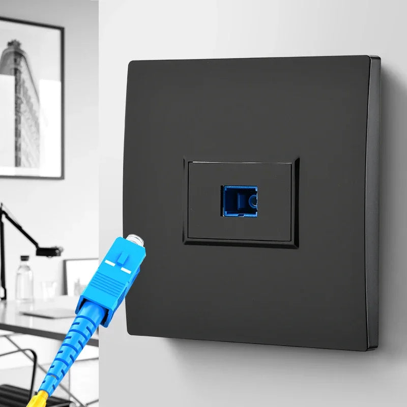 Depoguye Wall-mounted one port fiber optic information socket panel, SC fiber optic wall connector panel with fiber optic cable