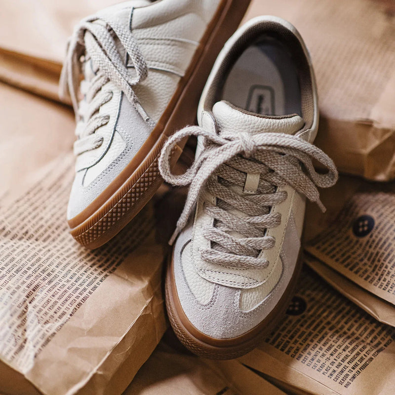 Maden Men's Vintage Full Grain Leather Training Shoes Versatile Comfortable Breathable Low Top Sneakers Outdoor Casual Shoes