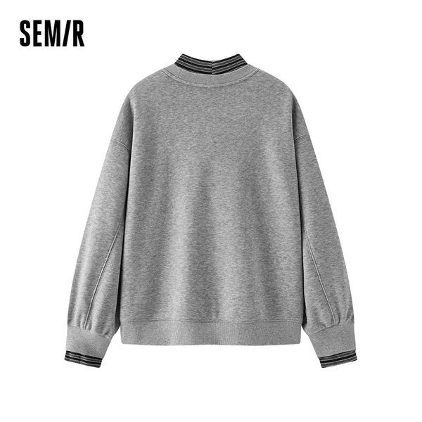 អាវយឺត Semir សម្រាប់នារី មានស្រទាប់ក្នុងរោមចៀម រចនាជាស្រទាប់ៗ លំនាំឆ្នូតៗ កអាវឈរ រចនាបទប៉ាក់លម្អិត រដូវរងា 2026