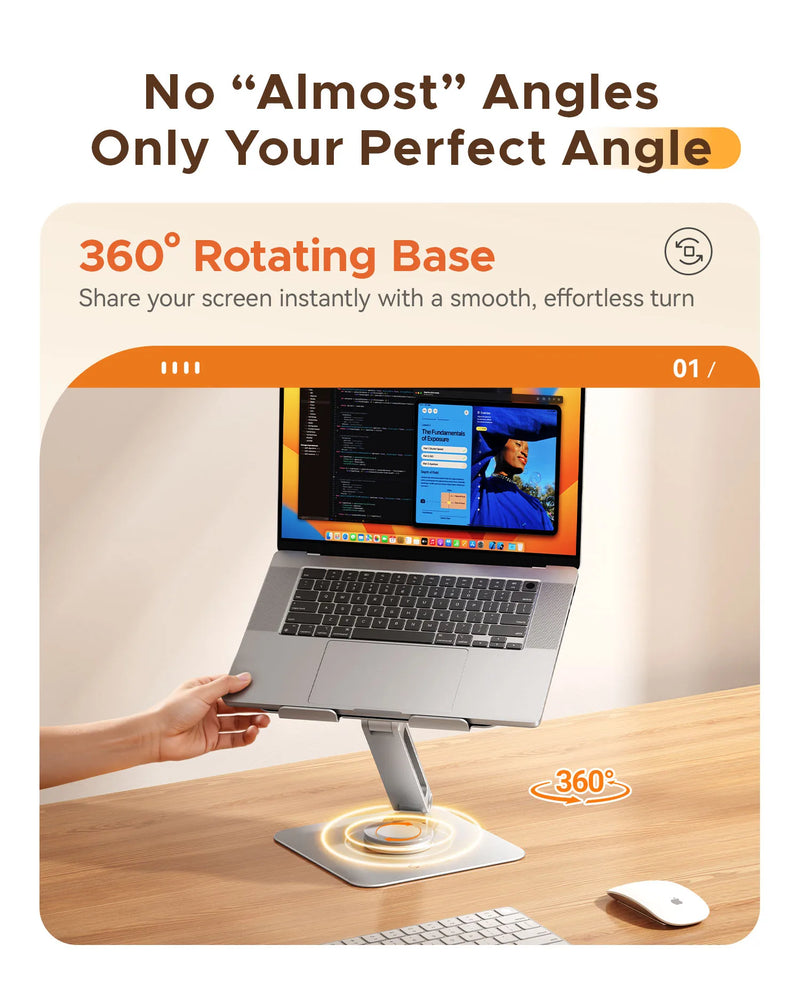 ORICO Foldable Laptop Stand Aluminum Alloy 360 Adjustable Notebook Stand Up to 17 inch Laptop Folding Desktop Support Holder