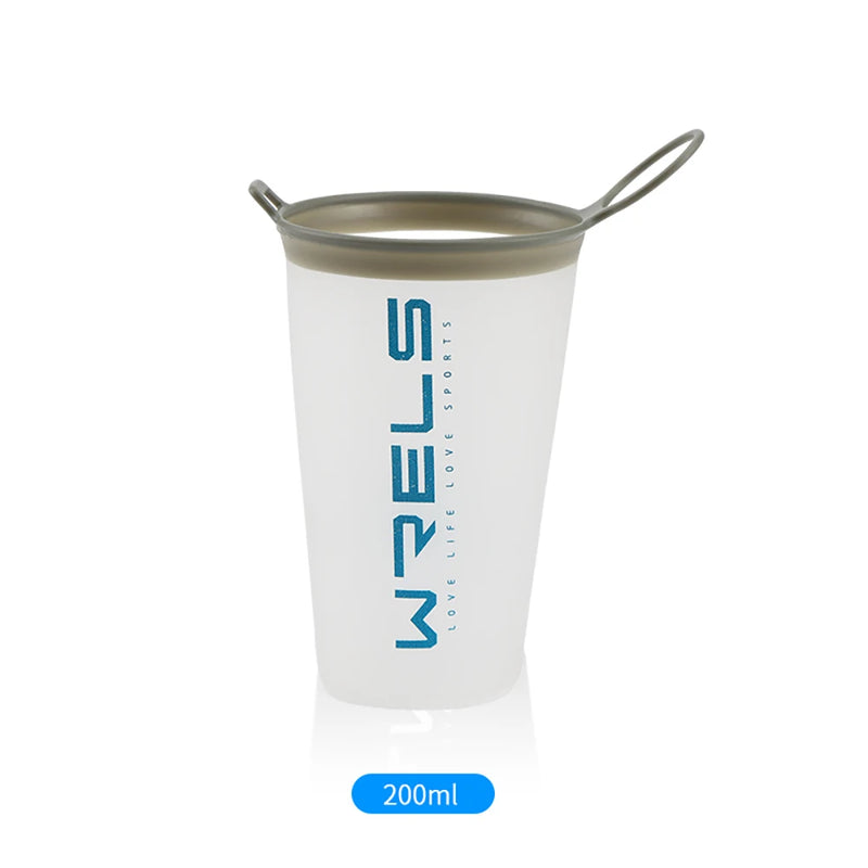 WRELS 200ml Outdoor Sports Water Bottle Folding Portable Drinking Mugs BPA Free Water Bag Non Toxic TPU Ultralight Marathon