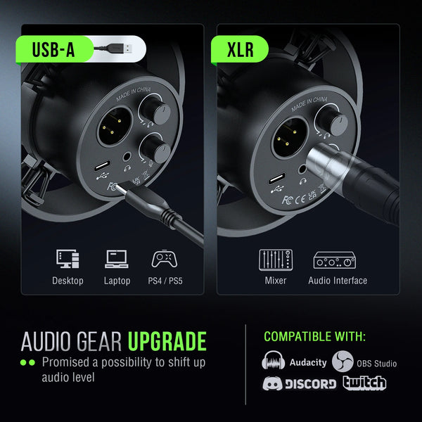 មីក្រូហ្វូនឌីណាមិក FIFINE USB/XLR ជាមួយនឹង Shock Mount, Touch-Mute, រន្ធដោតកាស និងការគ្រប់គ្រងកម្រិតសំឡេង, សម្រាប់ថតសំឡេងលើកុំព្យូទ័រ ឬកាតសំឡេង - K688