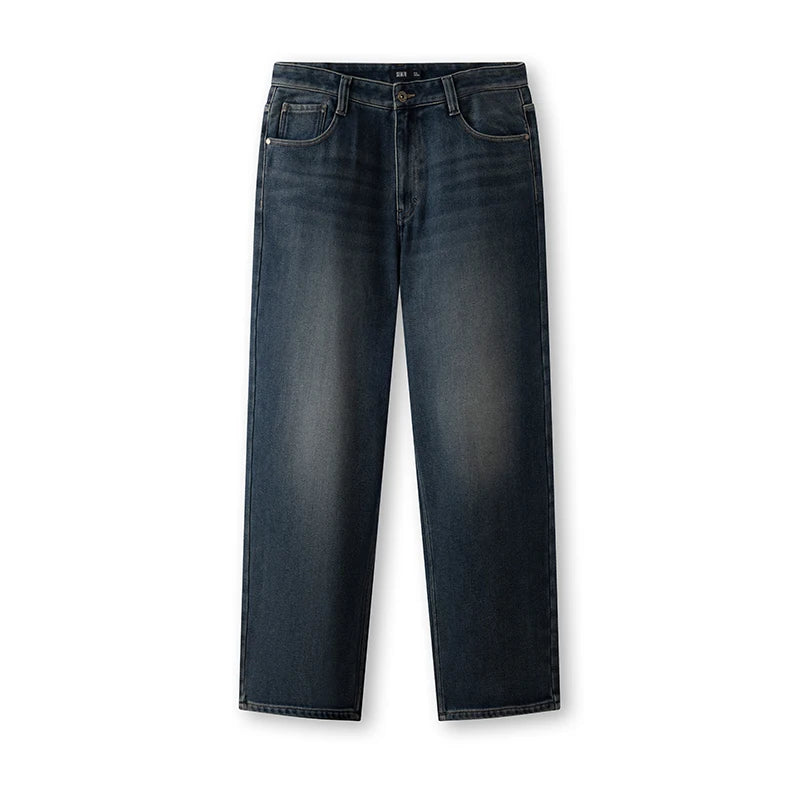 Semir Men Denim Jeans Vintage Wash Loose Fit Straight Leg 2026 New Winter Daily Wear Urban Casual Style Cold Weather Layering