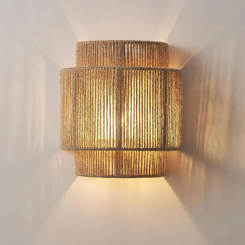 JOYINLED Boho Hand Woven Wall Lamp E27 Hemp Rope Wall Sconces For Bedroom Bathroom Living Room Hallway Vanity Wall Light Fixture