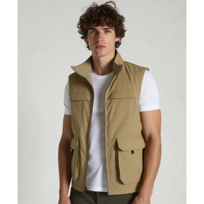Autumn and Winter Casual Workwear Double-Sided Vest Men's Waistcoat Casual Multi-Pocket Photography and Fishing Waistcoat