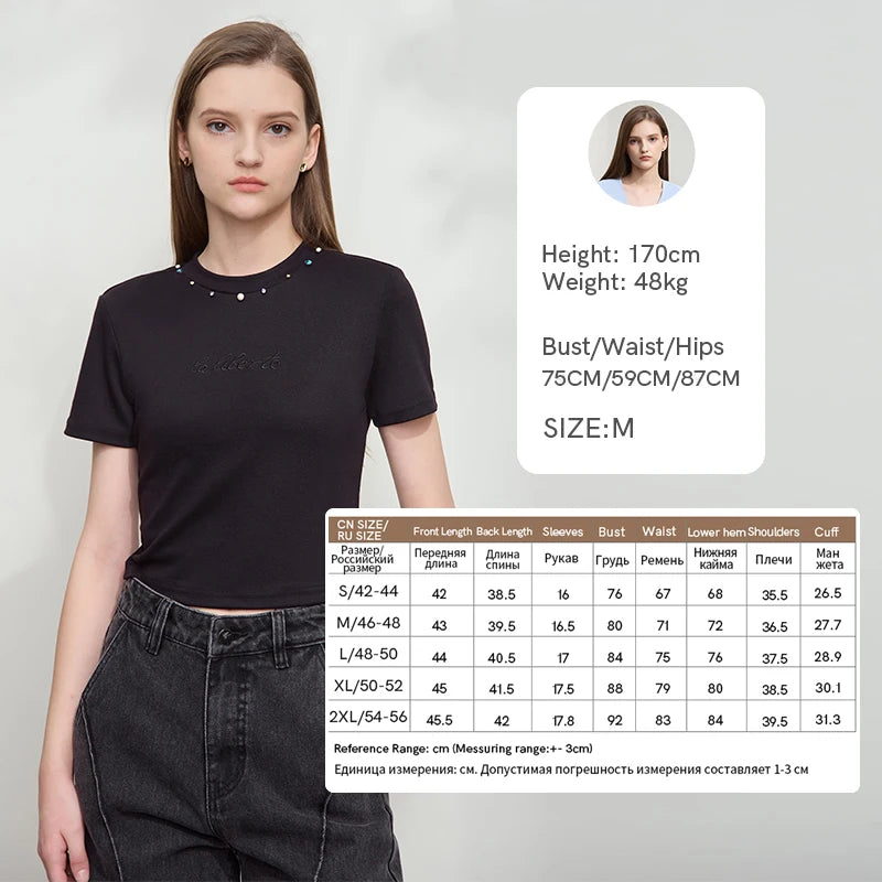 AMII Minimalist Short Women Clothes T-shirt 2026 Summer New Round Neck Short-sleeved Casual Versatile Solid Slim Tops 12542091