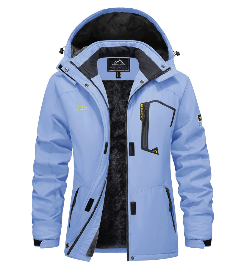 TACVASEN Women Winter Waterproof Ski Parka Jacket Thermal Fleece Windproof Casual Work Jacket Padded Snow Down Coat With Pockets