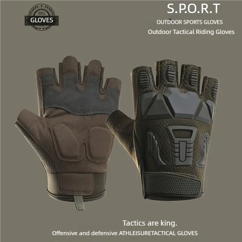 Motorcycle riding gloves men's tactical gloves half finger outdoor non-slip protective sports training military Cycling gloves