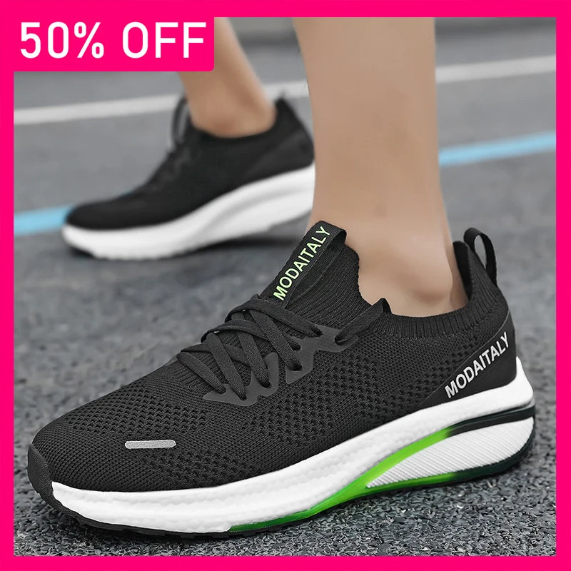Men Sports Shoes Breathable Mesh Light Thick Sole Anti Slip Spring Casual Running Shoes 2026 New Fashion Lace Up Tennis Shoes