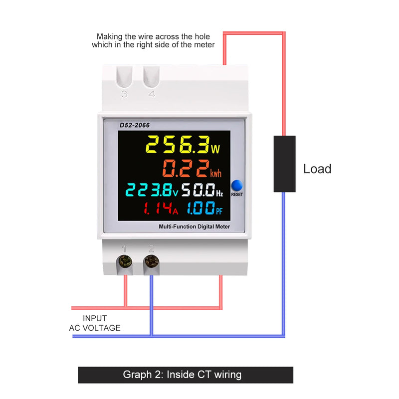 TOMZN 6IN1 DIN Rail AC Monitor 110V 220V 380V 100A Voltage Current Power Factor Active kWh Electric Energy Frequency Meter