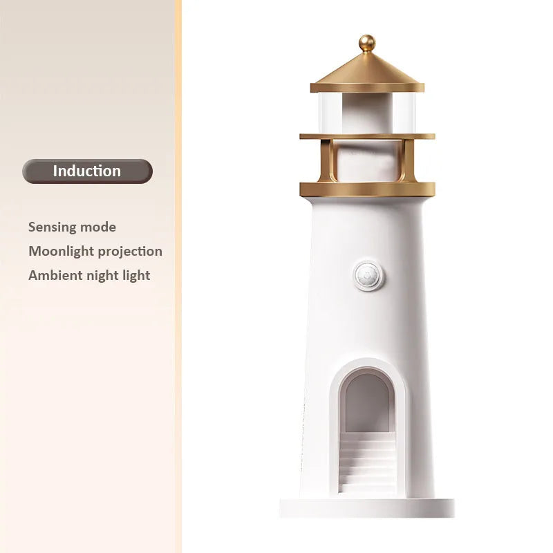 Moon Projection Lighthouse Night Lights Motion Sensor Dimmable Timing Ambient Lamp Decor Bluetooth Music Christmas Birthday Gift