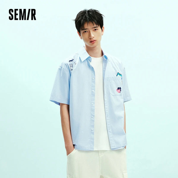 អាវ Semir សម្រាប់បុរសនិងស្ត្រី ដៃខ្លី លំនាំប៉ាក់ លំនាំ Seersucker រចនាប័ទ្មគូស្នេហ៍ រដូវក្តៅ ឆ្នាំ២០២៦ អាវធម្មតា ស្លៀកជារៀងរាល់ថ្ងៃ