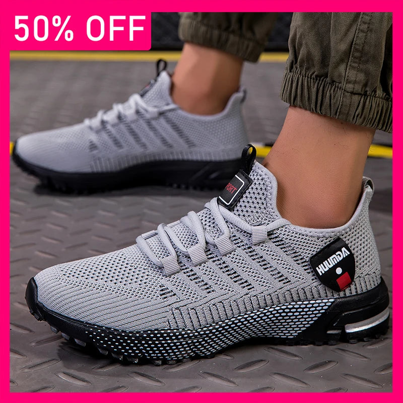 Men Sports Shoes Trend Mesh Breathable Leisure Lace Up Soft Soled Sports Shoes 2026 New Comfortable Versatile Tennis Shoes