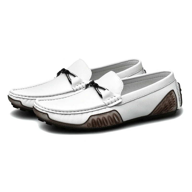 Spring Autumn Mens Casual Loafers Men Leather Shoes Slip On Luxury White Black Loafer Shoes Size 38-44 Dropshipping
