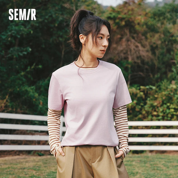អាវយឺត Semir សម្រាប់បុរស 2026 និទាឃរដូវ កប្បាសរឹង ស្រទាប់ខាងក្នុងបោះពុម្ព អាវយឺតក O ធម្មតា កំពូលមូលដ្ឋាន