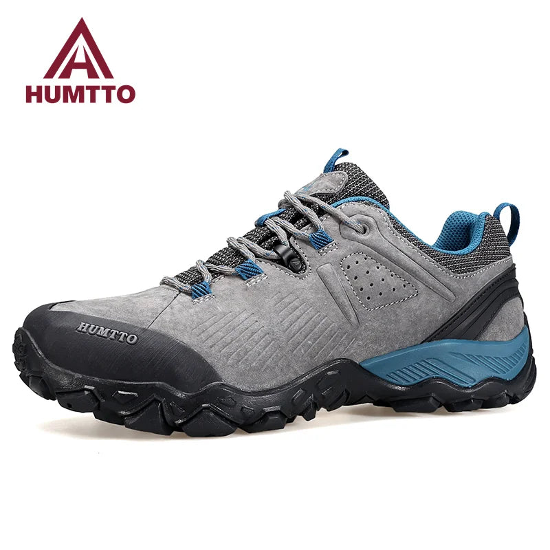 HUMTTO Waterproof Shoes for Men Hiking Shoes Leather Mens Sports Luxury Designer Outdoor Climbing Trekking Walking Sneakers Man