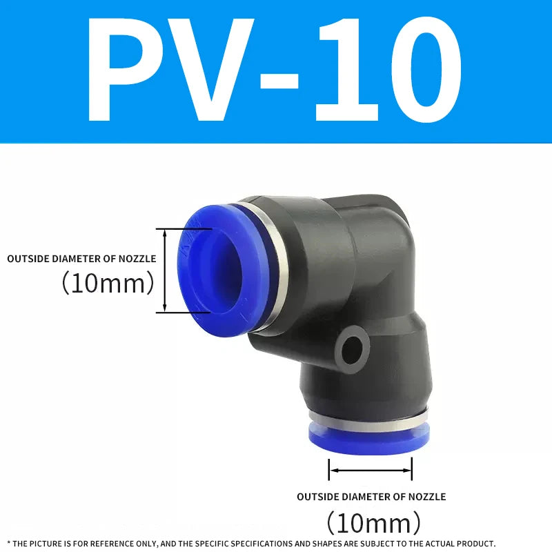 50/100/500/1000 Pcs Pneumatic Quick-Plug Connector PV-4/6/8/10/12/14/16 Right-Angle Elbow Connection Air Pressure PU Trachea