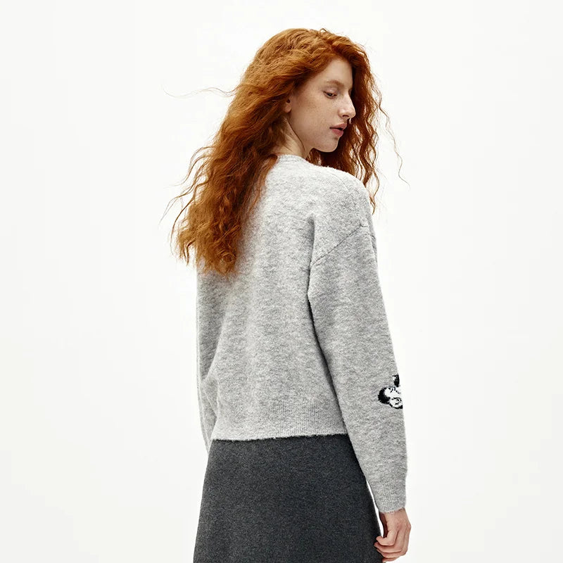 Semir Women Sweater Cat Graphic Drop Shoulder Petite Fit 2026 Winter Warm Knit Everyday Style Soft Touch Layering Wear
