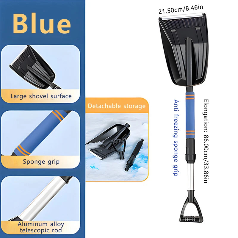SEAMETAL Detachable Telescopic Winter Snow Ice Shovel Portable ABS Plastic Collapsible Snow Shovel for Outdoor Car Cleaning Tool
