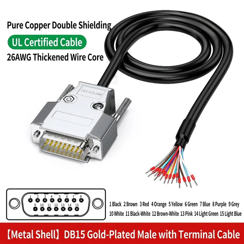 DIVEDEER DB9 DB15 DB25 Serial Cables Single-Ended RS232 Connector Wires with 9-Pin Terminal Blocks