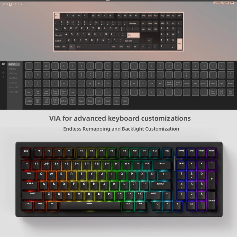 MonsGeek M2 V5 VIA Mechanical Keyboard/Barebone Kit 1800 Compact Size Rapid Disassemble RGB Hot Swap Tri-mode Keyboard Aluminum