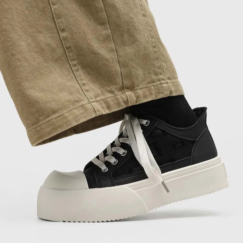 Men's thick-sole canvas Casual board Shoes Four Season Soft-sole Anti-slip Comfort Outdoor Walking Shoes Fashion Youth Tide Shoe