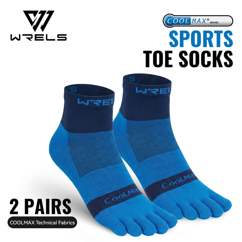 WRELS Coolmax Running Socks Toe Socks Breathable Five Finger Socks Anti Blister Quick Dry Cushioned Men Women Athletic Socks