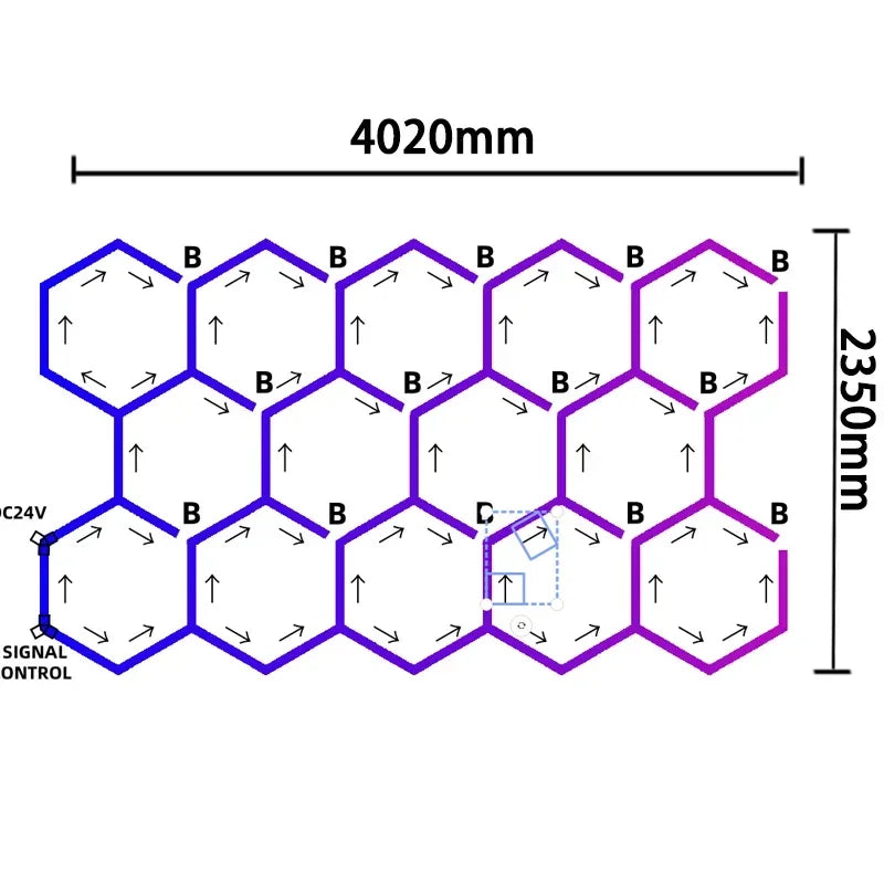 ភ្លើងពិដាន LED RGB Hexagon Garage Light Honeycomb 110-265V សម្រាប់លាងរថយន្តជួសជុលចង្កៀងតុបតែងភ្លើងពិដាន APP Control