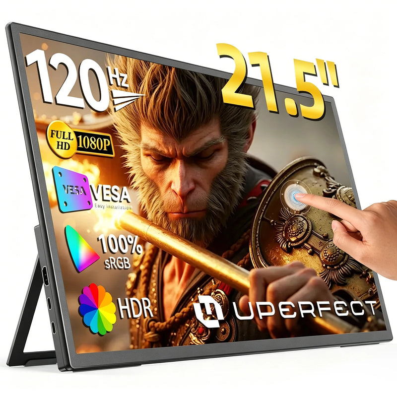 UPERFECT UMax 21 Touch 21.5" Computer Monitor 120Hz Touchscreen 1080P 1300:1 IPS Screen With USB C HDMI For Laptop PC Mac Phone