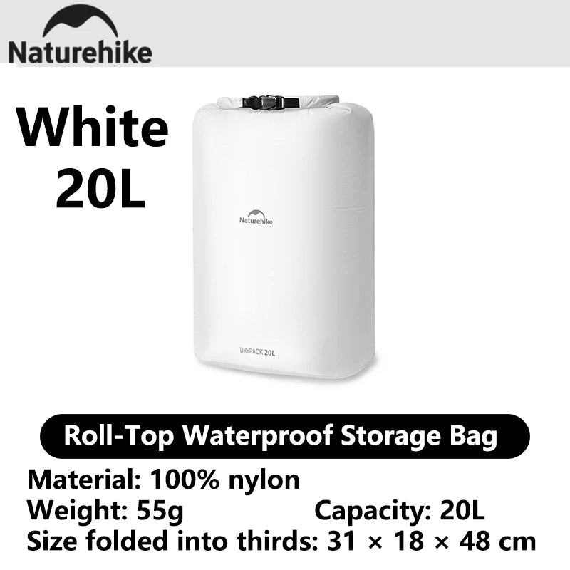 Naturehike 2026 Large New Outdoor Ultralight Roll Top PU2000+ Waterproof Storage Bag Picnic Camping Drinking Water Storage Bag