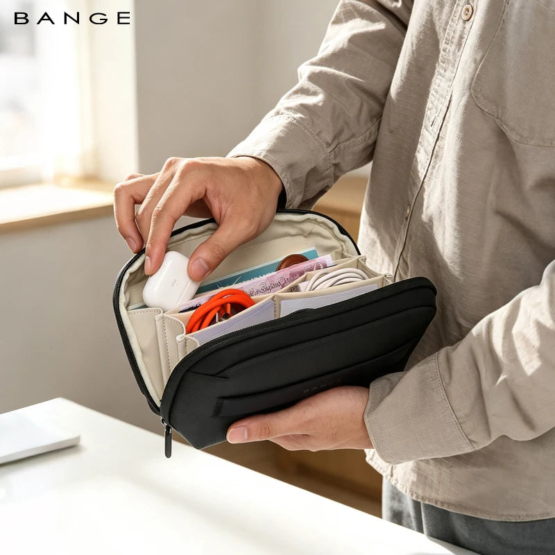 BANGE Travel Electronics Organizer Power Bank Pouch Gadgets Accessorie Case for USB Cable Cords,Hard Drives Storage Bag with YKK
