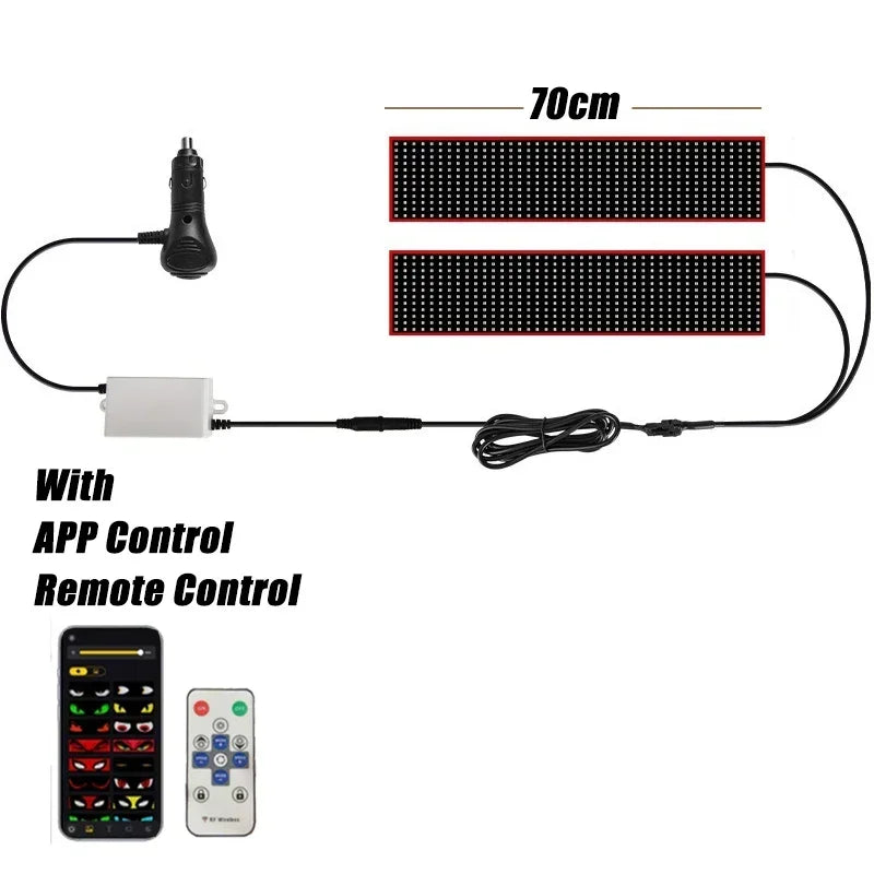 ភ្លើងអេក្រង់ LED Panel APP Control 1.2-2M Matrix Animation Devil's Eyes Display Screen Light សម្រាប់តុបតែងកញ្ចក់រថយន្តដឹកទំនិញ