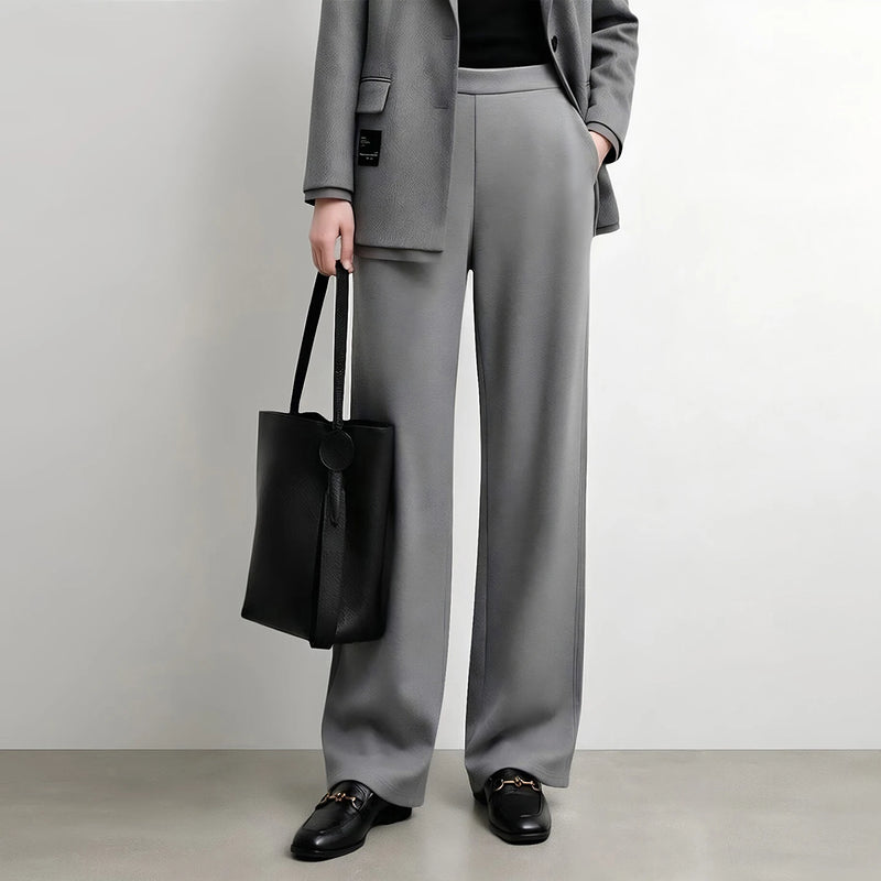 Amii Wide Leg Women's Pants 2026 Autumn New Air Layer Flowy Casual Trousers Loose Daily Elastic Waist Women's Clothing 12623009